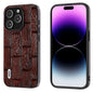 ABEEL Genuine Leather Mahjong Pattern Black Edge Phone Case, For iPhone 15 Pro Max, For iPhone 15 Pro, For iPhone 15 Plus, For iPhone 15