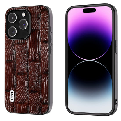 ABEEL Genuine Leather Mahjong Pattern Black Edge Phone Case, For iPhone 15 Pro Max, For iPhone 15 Pro, For iPhone 15 Plus, For iPhone 15