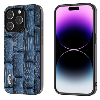 ABEEL Genuine Leather Mahjong Pattern Black Edge Phone Case, For iPhone 15 Pro Max, For iPhone 15 Pro, For iPhone 15 Plus, For iPhone 15