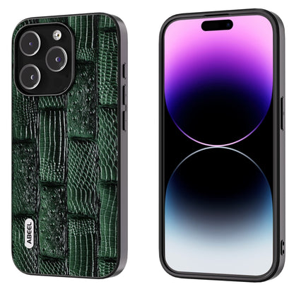 ABEEL Genuine Leather Mahjong Pattern Black Edge Phone Case, For iPhone 15 Pro Max, For iPhone 15 Pro, For iPhone 15 Plus, For iPhone 15