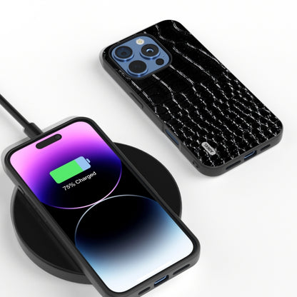 ABEEL Genuine Leather Crocodile Pattern Black Edge Phone Case, For iPhone 16 Pro Max, For iPhone 16 Pro, For iPhone 16 Plus, For iPhone 16, For iPhone 15 Pro Max, For iPhone 15 Pro