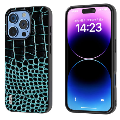 ABEEL Genuine Leather Crocodile Pattern Black Edge Phone Case, For iPhone 16 Pro Max, For iPhone 16 Pro, For iPhone 16 Plus, For iPhone 16, For iPhone 15 Pro Max, For iPhone 15 Pro