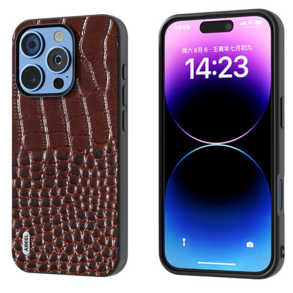ABEEL Genuine Leather Crocodile Pattern Black Edge Phone Case, For iPhone 16 Pro Max, For iPhone 16 Pro, For iPhone 16 Plus, For iPhone 16, For iPhone 15 Pro Max, For iPhone 15 Pro