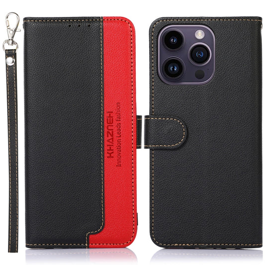 KHAZNEH Litchi Texture Leather RFID Phone Case, For iPhone 16 Pro, For iPhone 16 Plus, For iPhone 16, For iPhone 15 Pro Max, For iPhone 15 Pro, For iPhone 15 Plus