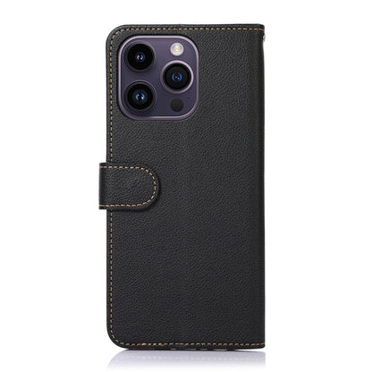 KHAZNEH Litchi Texture Leather RFID Phone Case, For iPhone 16 Pro, For iPhone 16 Plus, For iPhone 16, For iPhone 15 Pro Max, For iPhone 15 Pro, For iPhone 15 Plus