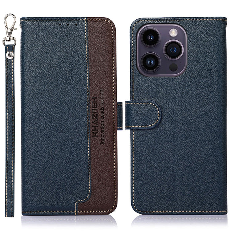 KHAZNEH Litchi Texture Leather RFID Phone Case, For iPhone 16 Pro, For iPhone 16 Plus, For iPhone 16, For iPhone 15 Pro Max, For iPhone 15 Pro, For iPhone 15 Plus