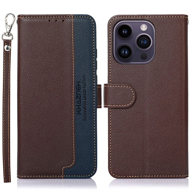 KHAZNEH Litchi Texture Leather RFID Phone Case, For iPhone 16 Pro, For iPhone 16 Plus, For iPhone 16, For iPhone 15 Pro Max, For iPhone 15 Pro, For iPhone 15 Plus