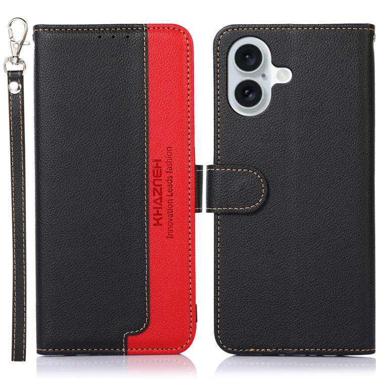 KHAZNEH Litchi Texture Leather RFID Phone Case, For iPhone 16e / 17e, For iPhone 17 Pro Max, For iPhone 17 Pro, For iPhone 17, For iPhone Air, For iPhone 16 Pro Max