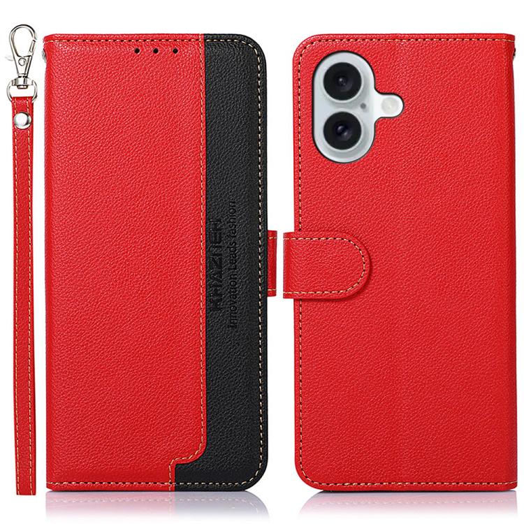 KHAZNEH Litchi Texture Leather RFID Phone Case, For iPhone 16e / 17e, For iPhone 17 Pro Max, For iPhone 17 Pro, For iPhone 17, For iPhone Air, For iPhone 16 Pro Max