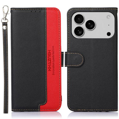 KHAZNEH Litchi Texture Leather RFID Phone Case, For iPhone 16e / 17e, For iPhone 17 Pro Max, For iPhone 17 Pro, For iPhone 17, For iPhone Air, For iPhone 16 Pro Max