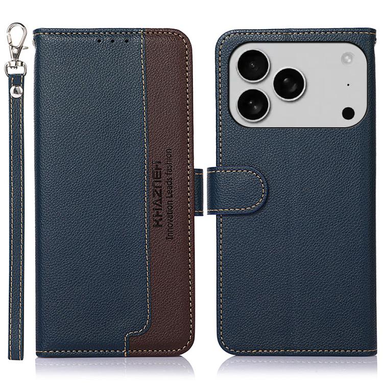 KHAZNEH Litchi Texture Leather RFID Phone Case, For iPhone 16e / 17e, For iPhone 17 Pro Max, For iPhone 17 Pro, For iPhone 17, For iPhone Air, For iPhone 16 Pro Max