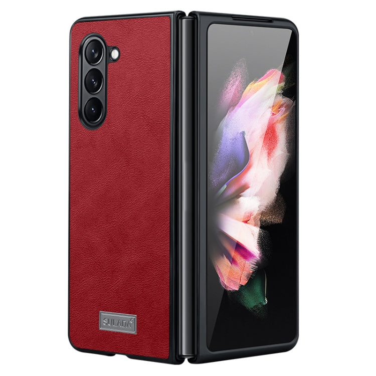 SULADA Shockproof TPU + Handmade Leather Phone Case, For Samsung Galaxy Z Fold6, For Samsung Galaxy Z Fold5, For Samsung Galaxy Z Fold4
