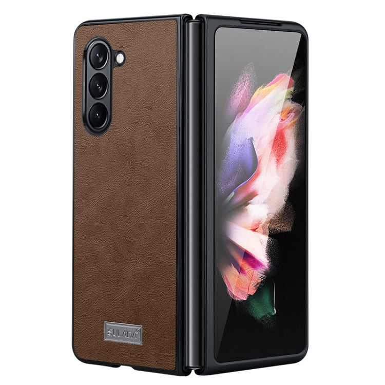 SULADA Shockproof TPU + Handmade Leather Phone Case, For Samsung Galaxy Z Fold6, For Samsung Galaxy Z Fold5, For Samsung Galaxy Z Fold4