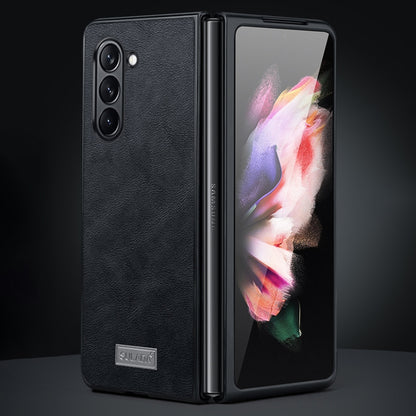 SULADA Shockproof TPU + Handmade Leather Phone Case, For Samsung Galaxy Z Fold6, For Samsung Galaxy Z Fold5, For Samsung Galaxy Z Fold4