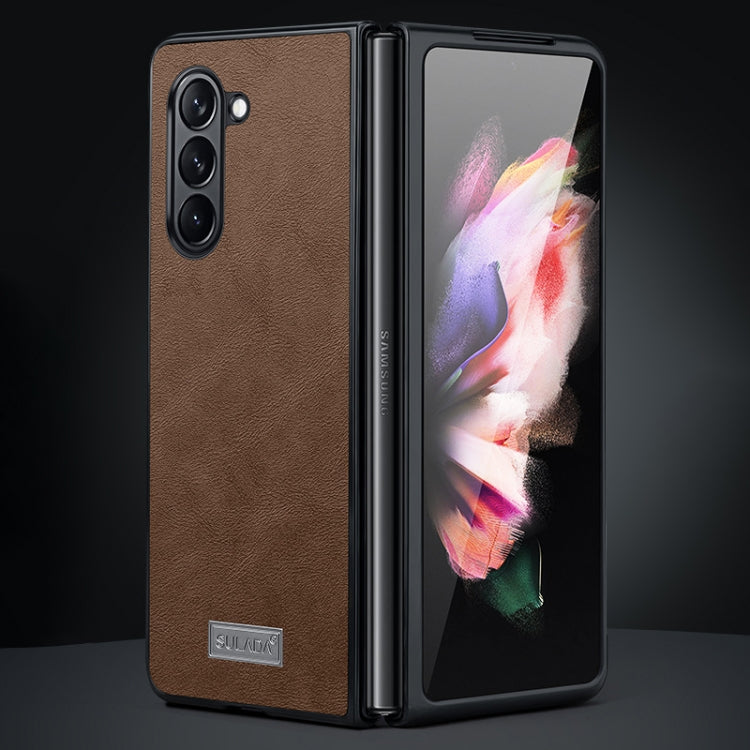 SULADA Shockproof TPU + Handmade Leather Phone Case, For Samsung Galaxy Z Fold6, For Samsung Galaxy Z Fold5, For Samsung Galaxy Z Fold4