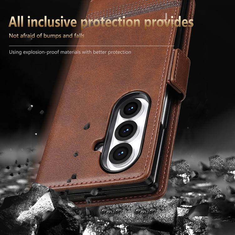 AZNS Magnetic Calf Texture Flip Leather Phone Case, For Samsung Galaxy Z Fold7 5G, For Samsung Galaxy Z Flip7 5G, For Samsung Galaxy Z Fold6 5G, For Samsung Galaxy Z Fold5 5G