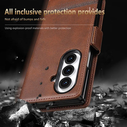 AZNS Magnetic Calf Texture Flip Leather Phone Case, For Samsung Galaxy Z Fold7 5G, For Samsung Galaxy Z Flip7 5G, For Samsung Galaxy Z Fold6 5G, For Samsung Galaxy Z Fold5 5G