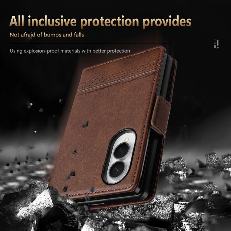 AZNS Magnetic Calf Texture Flip Leather Phone Case, For Galaxy Z Fold8 5G, For Galaxy Z Fold8 Ultra 5G, For Galaxy Z Flip8 5G, For Samsung Galaxy Z Flip7 FE / Flip6