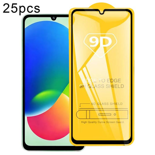 25pcs 9D Full Glue Screen Tempered Glass Film, For Galaxy F07e 4G, For Samsung Galaxy M17e 5G, For Samsung Galaxy M17 5G, For Samsung Galaxy F17 5G, For Samsung Galaxy A57, For Samsung Galaxy A37, For Samsung Galaxy A27, For Samsung Galaxy F36 5G