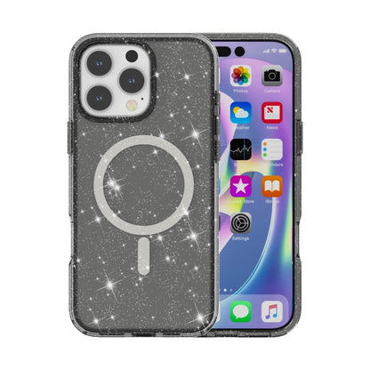 Terminator Style Glitter Powder MagSafe Magnetic Phone Case, For iPhone 16e, For iPhone 16 Pro Max, For iPhone 16 Pro, For iPhone 16 Plus