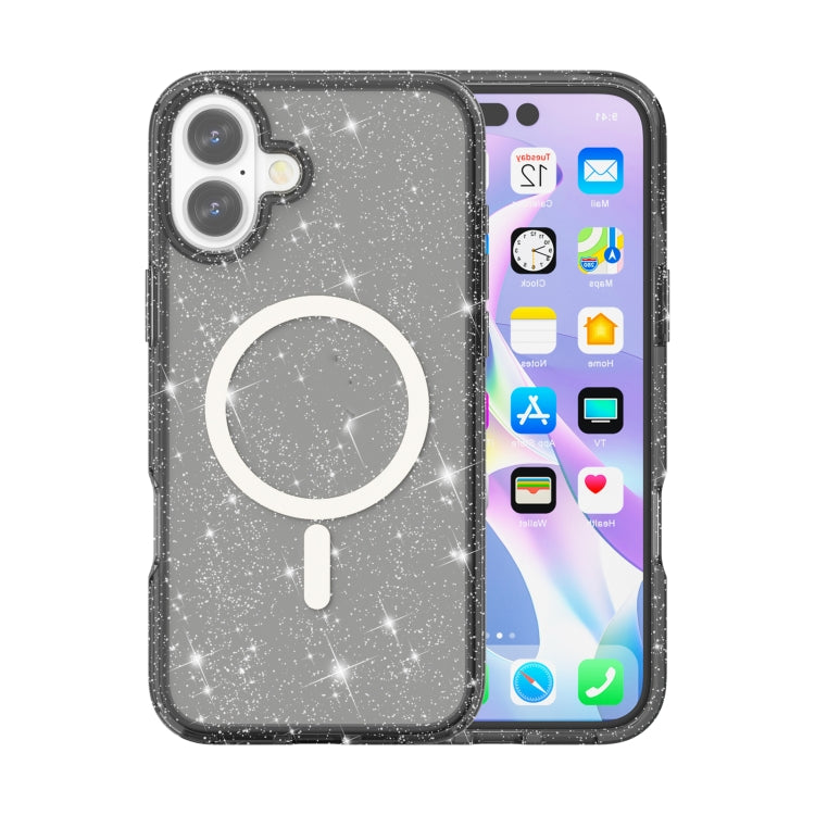 Terminator Style Glitter Powder MagSafe Magnetic Phone Case, For iPhone 16e, For iPhone 16 Pro Max, For iPhone 16 Pro, For iPhone 16 Plus