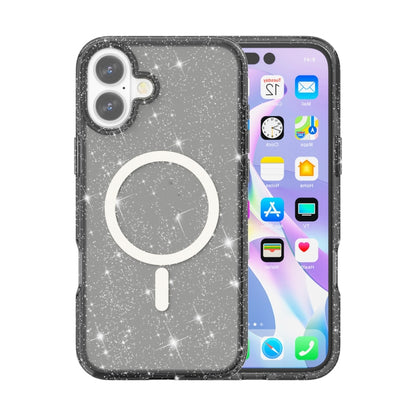Terminator Style Glitter Powder MagSafe Magnetic Phone Case, For iPhone 16e, For iPhone 16 Pro Max, For iPhone 16 Pro, For iPhone 16 Plus
