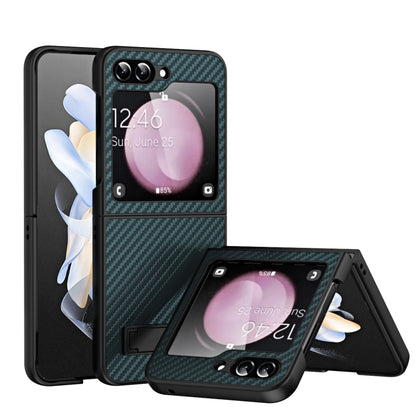 Carbon Fiber Texture Glass Panel Phone Case with Holder