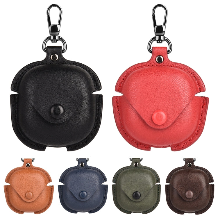 Leather TWS Earphone Protective Case with Hook, For Samsung Galaxy Buds Live / Pro