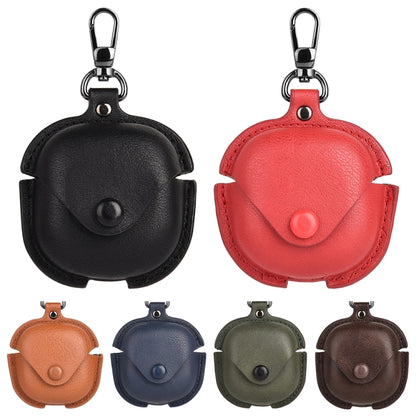 Leather TWS Earphone Protective Case with Hook, For Samsung Galaxy Buds Live / Pro