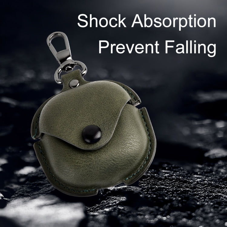 Leather TWS Earphone Protective Case with Hook, For Samsung Galaxy Buds Live / Pro