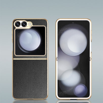Electroplate Litchi Pattern Leather Phone Case, For Samsung Galaxy Z Flip6 / Flip7 FE, For Samsung Galaxy Z Flip5