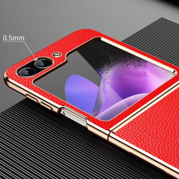 Electroplate Litchi Pattern Leather Phone Case, For Samsung Galaxy Z Flip6 / Flip7 FE, For Samsung Galaxy Z Flip5