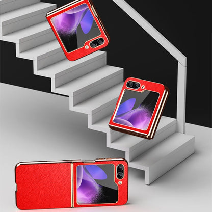 Electroplate Litchi Pattern Leather Phone Case, For Samsung Galaxy Z Flip6 / Flip7 FE, For Samsung Galaxy Z Flip5