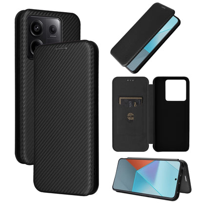Carbon Fiber Texture Flip Leather Phone Case, For Xiaomi Redmi Note 13 Pro+ 5G, For Xiaomi Redmi Note 13 Pro, For Xiaomi Redmi K60 Ultra, For Xiaomi Redmi 12R / Poco M6 Pro