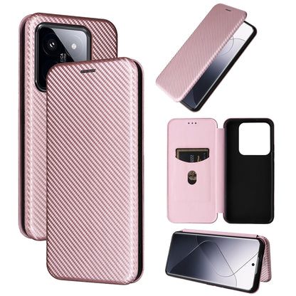 Carbon Fiber Texture Flip Leather Phone Case, For Xiaomi Redmi K70E 5G, For Xiaomi 14 Pro, For Xiaomi 14, For Xiaomi Redmi 13C