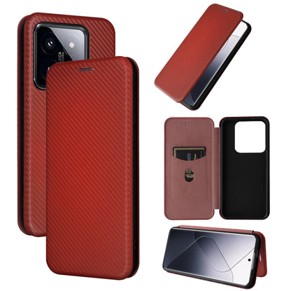 Carbon Fiber Texture Flip Leather Phone Case, For Xiaomi Redmi K70E 5G, For Xiaomi 14 Pro, For Xiaomi 14, For Xiaomi Redmi 13C