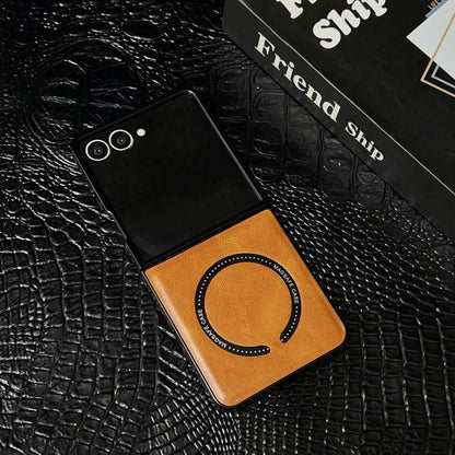 Crazy Horse Texture Magnetic Magsafe PU Phone Case, For Samsung Galaxy Z Flip7 5G, For Samsung Galaxy Z Fold5, For Samsung Galaxy Z Flip5