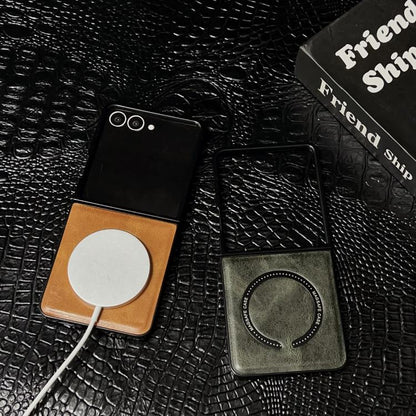 Crazy Horse Texture Magnetic Magsafe PU Phone Case, For Samsung Galaxy Z Flip7 5G, For Samsung Galaxy Z Fold5, For Samsung Galaxy Z Flip5