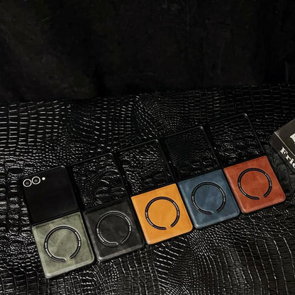 Crazy Horse Texture Magnetic Magsafe PU Phone Case, For Samsung Galaxy Z Flip7 5G, For Samsung Galaxy Z Fold5, For Samsung Galaxy Z Flip5