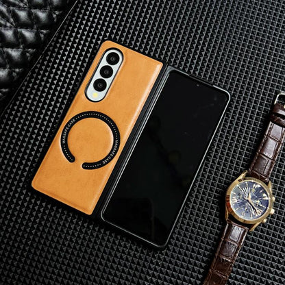 Crazy Horse Texture Magnetic Magsafe PU Phone Case, For Galaxy Z Fold8 Ultra 5G, For Galaxy Z Flip8 5G, For Samsung Galaxy Z Flip7 5G, For Samsung Galaxy Z Fold5