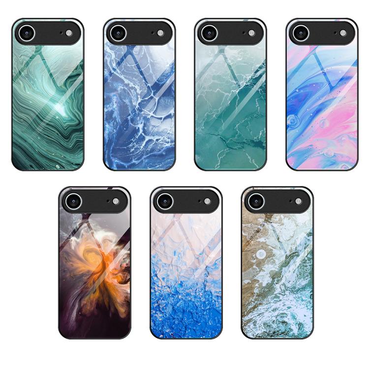 Marble Pattern Glass Protective Phone Case, For iPhone Air, For iPhone 15 Pro Max, For iPhone 15 Pro