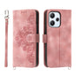 Skin-feel Flowers Embossed Wallet Leather Phone Case