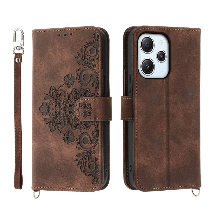 Skin-feel Flowers Embossed Wallet Leather Phone Case