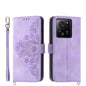 Skin-feel Flowers Embossed Wallet Leather Phone Case