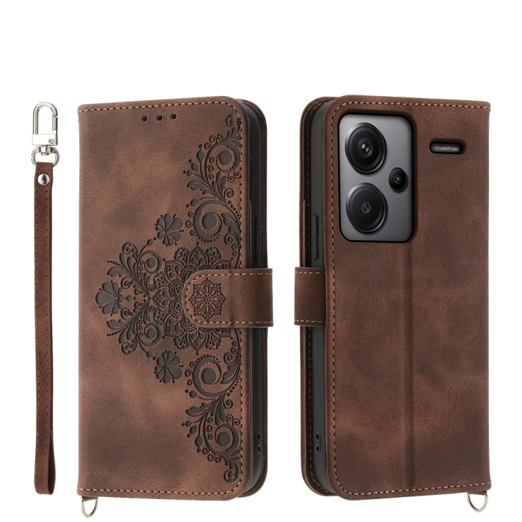 Skin-feel Flowers Embossed Wallet Leather Phone Case