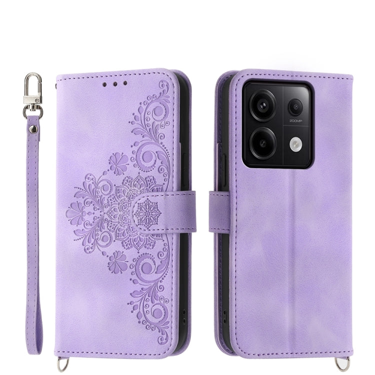 Skin-feel Flowers Embossed Wallet Leather Phone Case, Series 2