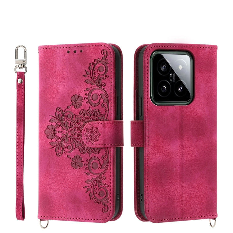 Skin-feel Flowers Embossed Wallet Leather Phone Case