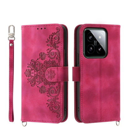 Skin-feel Flowers Embossed Wallet Leather Phone Case