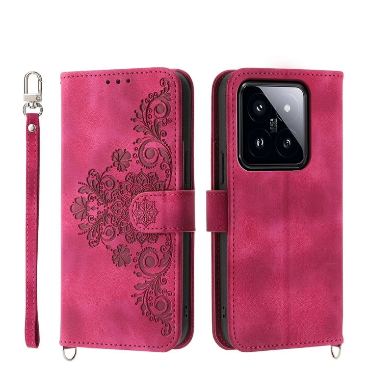 Skin-feel Flowers Embossed Wallet Leather Phone Case