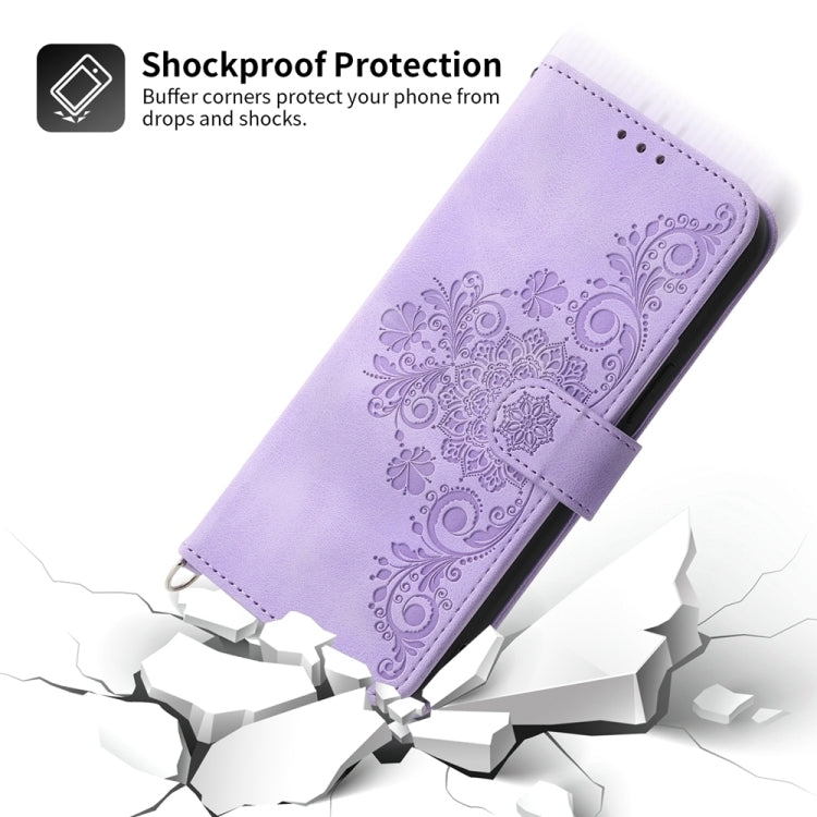 Skin-feel Flowers Embossed Wallet Leather Phone Case
